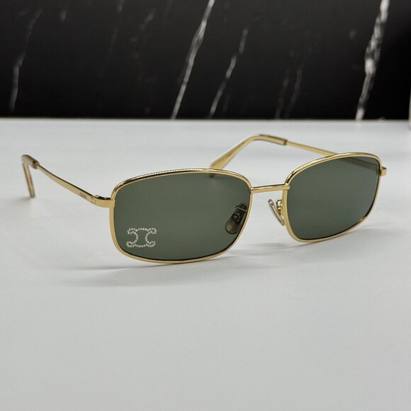 NEW CELINE CL40285U 30N SQUARE GOLD GREEN SUNGLASSES WOMEN CELINE - Picture 5 of 11